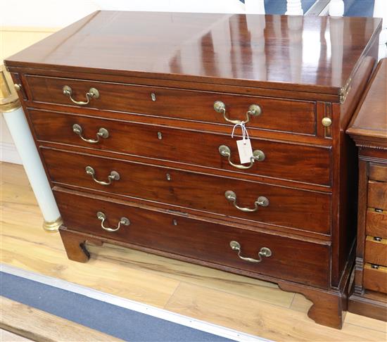 A Georgian mahogany batchelors chest of drawers with fold-over top W.102cm